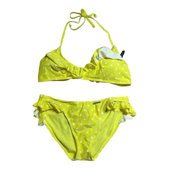 US Polo Ralph Lauren Yellow Polka Dot Halter Bikini Set Women’s US S - Picture 1 of 7
